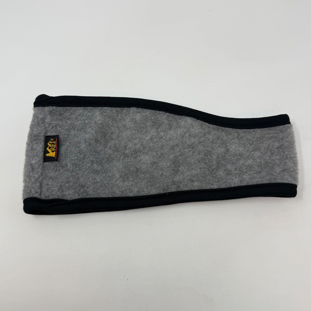 REI Fleece Ear Warmer Headband Grey Black S4766 One Size Made in USA Mens Womens
